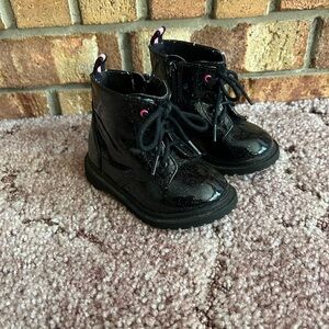 Wonder Nation-{Size 5}- Glitter Black Patent Leather Boots